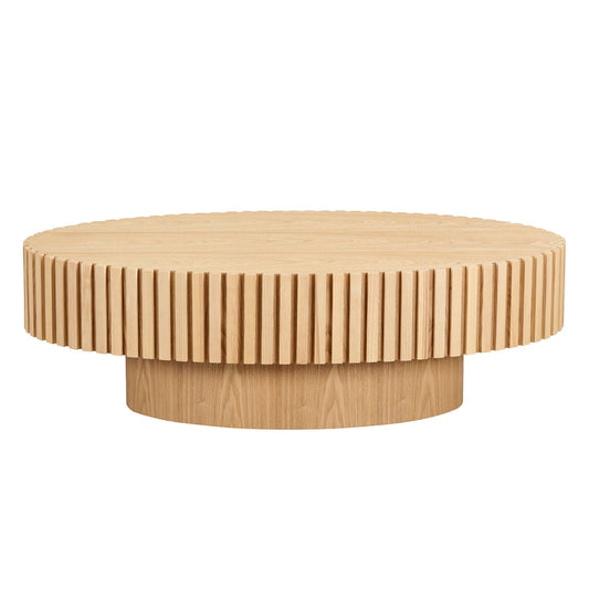 Modern Handcraft Drum Coffee Table Oval Natural Ash - EcoStuff