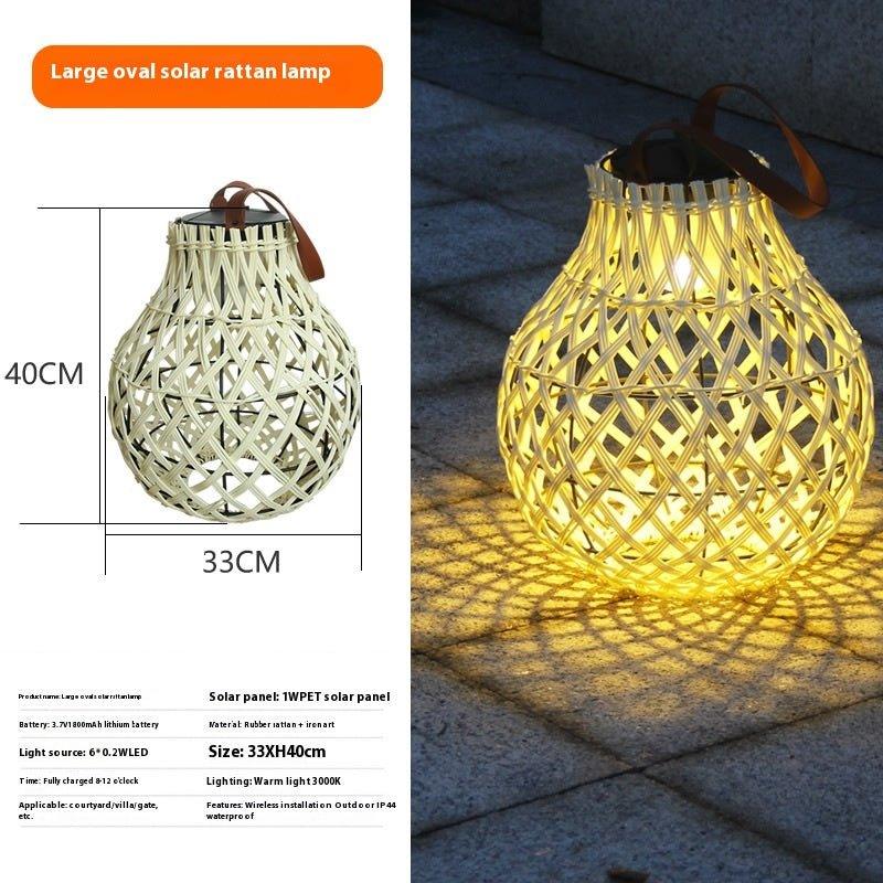 Outdoor Solar Lantern Lights Bamboo Weaving Hollowed Table Lamp Decoration - EcoStuff