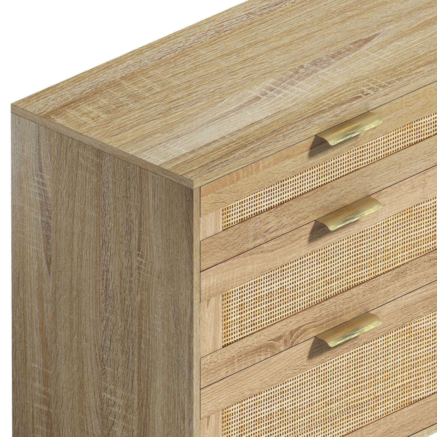 Rattan Dresser with Drawers, 6 Drawer Dresser for Bedroom, 51" - EcoStuff
