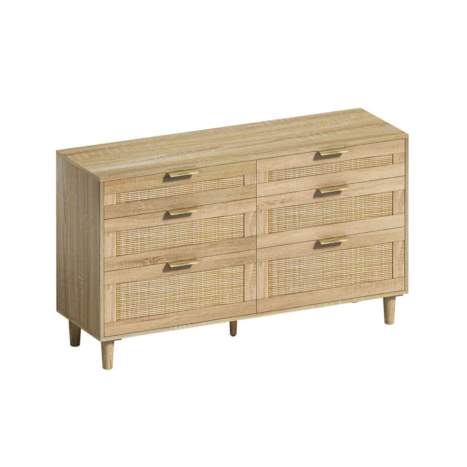 Rattan Dresser with Drawers, 6 Drawer Dresser for Bedroom, 51" - EcoStuff