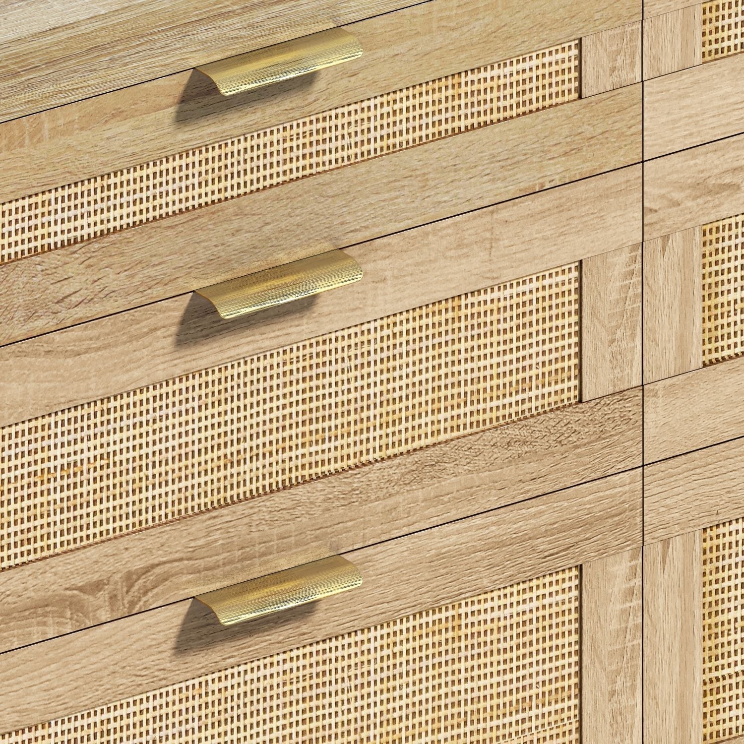 Rattan Dresser with Drawers, 6 Drawer Dresser for Bedroom, 51" - EcoStuff