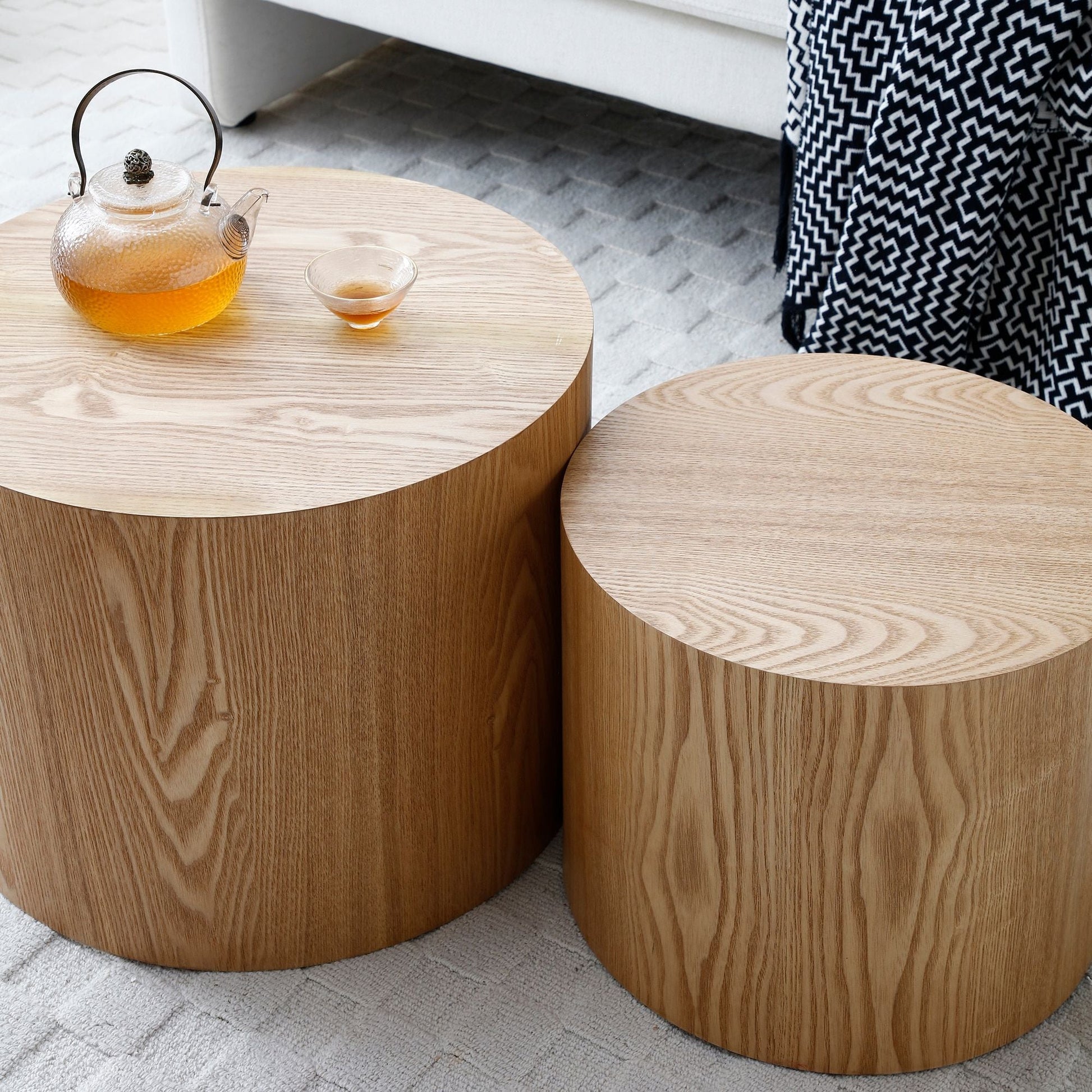 Round Coffee Table Set of Two NATURAL - EcoStuff