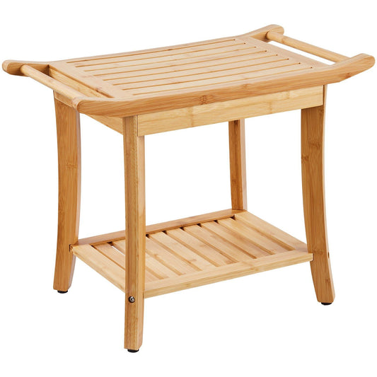 VEVOR Bamboo Shower Bench 24 x 13.8 x 18.9 in Shower Stool Chair for Bathroom - EcoStuff