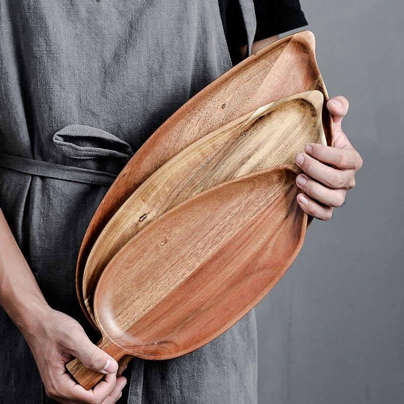 Wooden Leaf Platter Kitchen Sustainable Plates - EcoStuff
