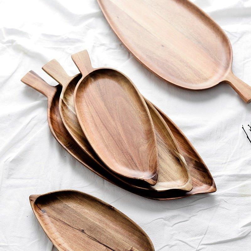 Wooden Leaf Platter Kitchen Sustainable Plates - EcoStuff